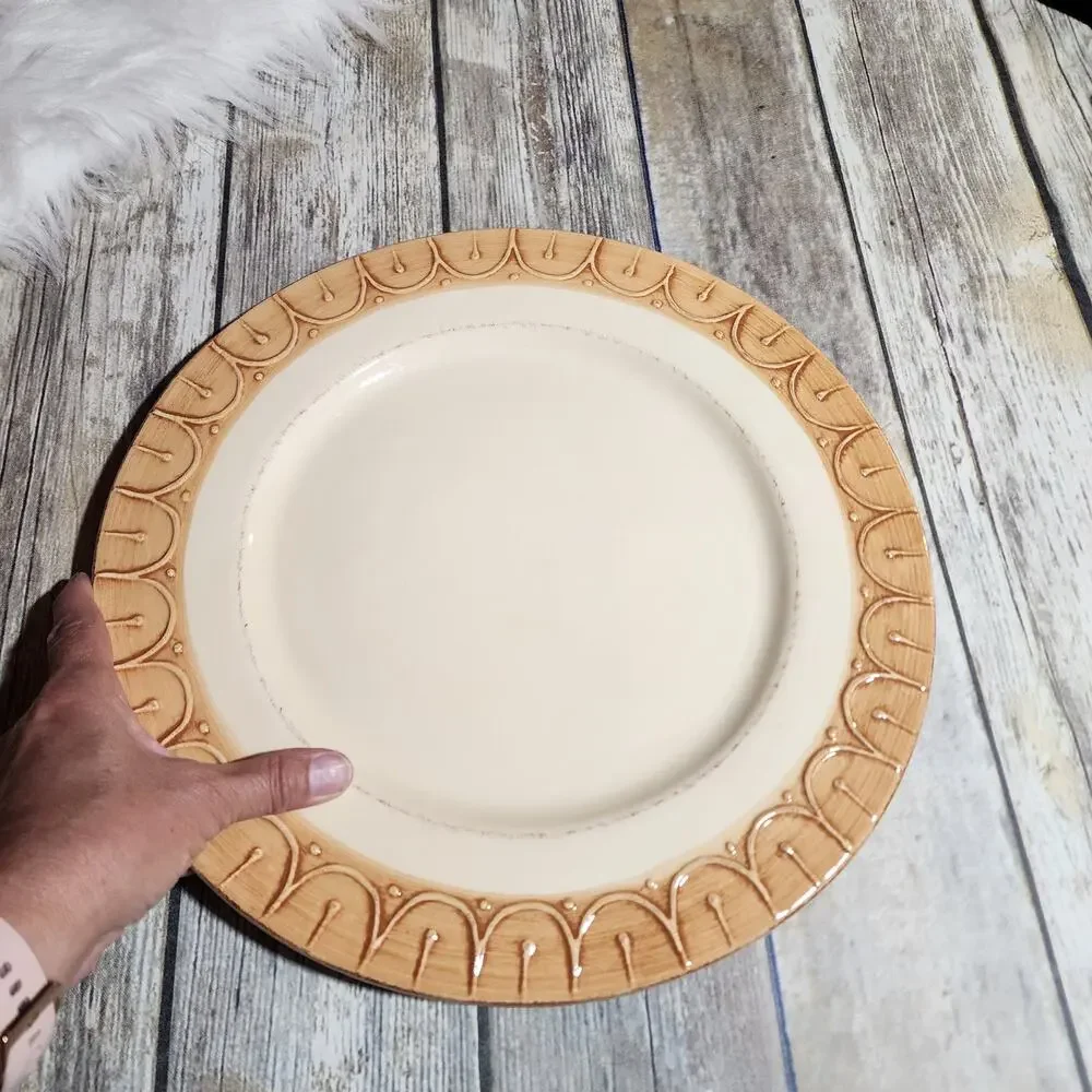 Pier1‎ Gemma Baroque honey round large Charger service plate made in Italy 13.5